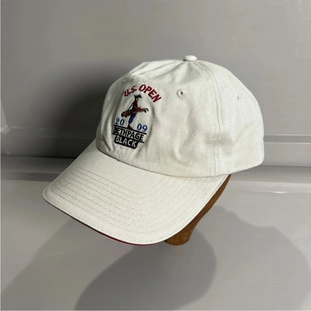 2009 US Open Bethpage Black Golf Hat USGA Member Cap Beige Adjustable PGA Major - Picture 3 of 8